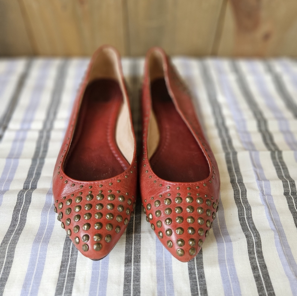 Frye red studded flats size 6.5